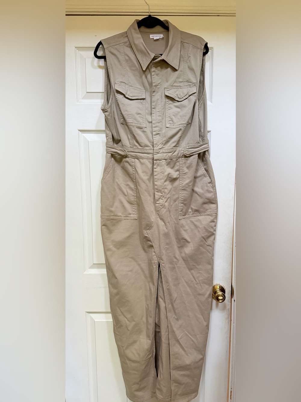 Good American Neutral Beige Zip-Front Jacket